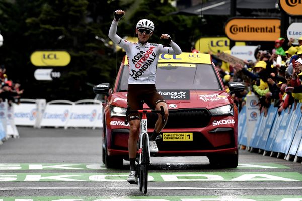 Ben O'Connor à son arrivée à Tignes le dimanche 4 juillet, à l'issue de la 9e étape du Tour de France 2021.