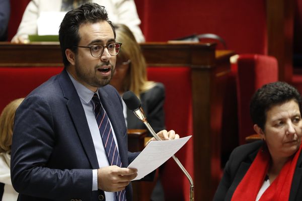 Mounir Mahjoubi lors des questions au gouvernement le 22 novembre 2017 à Paris.
