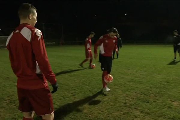 Les joueurs du Racing Besançon à l'entraînement