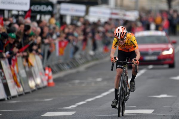 L'arrivée d'une compétition de cyclisme à Caen (Calvados), le 17 mars 2024. (Image d'illustration)