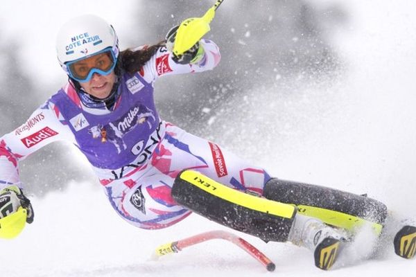 Nastasia Noens lors d'une épreuve de slalom en Slovaquie, le 6 mars 2016.