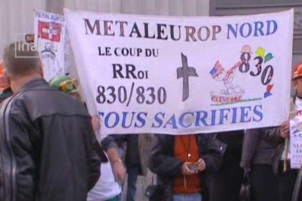 Les salariés de Metaleurop au début de leur combat.