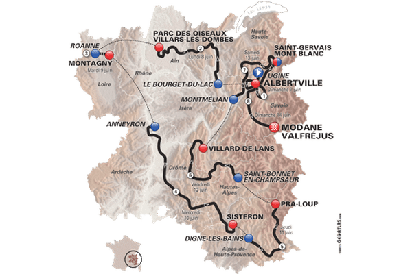 Tracé Criterium du Dauphiné 2015