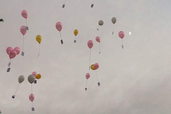 Les ballons lâchés lors du mariage de deux vendéens le 1er juillet 2017.