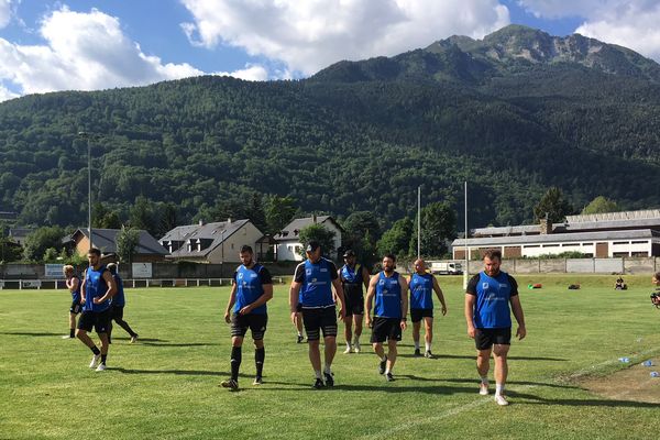 Les joueurs du CAB en stage à St-Lary (Hautes-Pyrénées). 