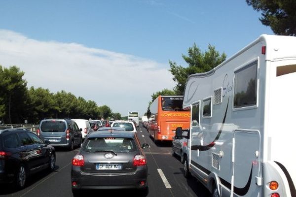 Samedi 3 août 2013 sur l'autoroute A9, jour de grand chassé-croisé entre vacanciers