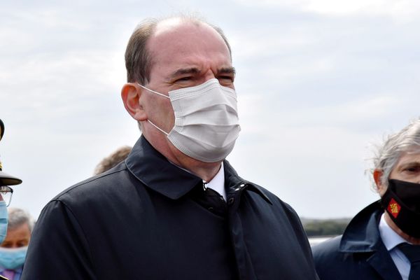 Visite de Jean Castex dans les départements sinistrés par le gel, dans l'Aude en janvier 2021.