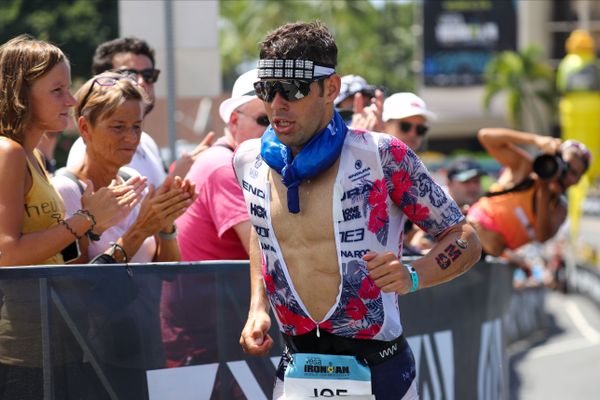 Le triathlète britannique Joe Skipper lors des championnats du monde d'Ironman 2019 à Kailua-Kona (Hawaï).