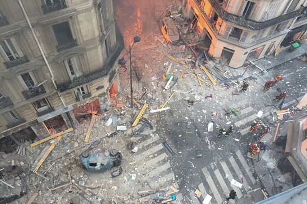 Le 12 janvier 2019 à Paris, les dégâts de l'explosion de gaz de la rue de Trévise.