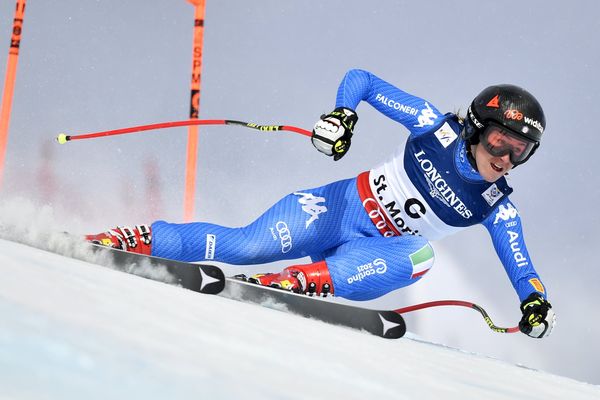 Sofia Goggia lors de la descente, en première manche du combiné à Saint-Moritz, le 10 février 2017. 