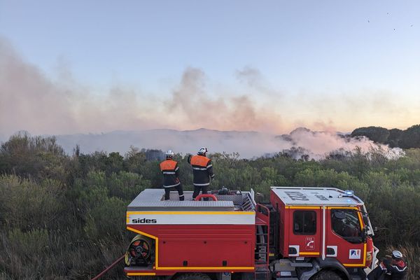 Une centaine de pompiers luttent contre le feu qui s'est déclenché mercredi après-midi.