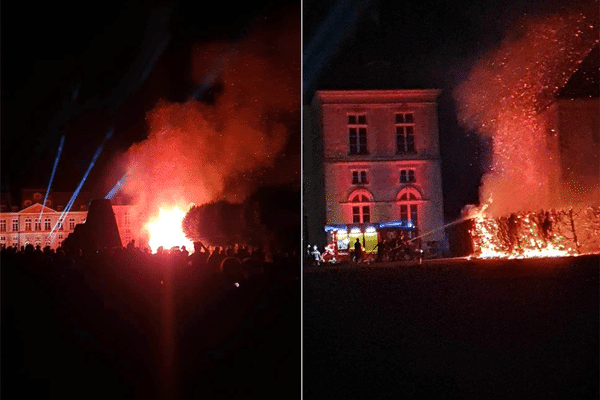 À Brienne-le-Château, un des pavillons du domaine a été touché par l'incendie causé par le feu d'artifice