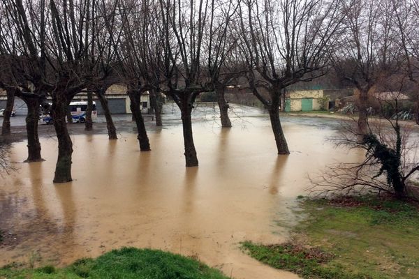 La Cesse en crue à Bize-Minervois dans l'Aude le 14 février 2017