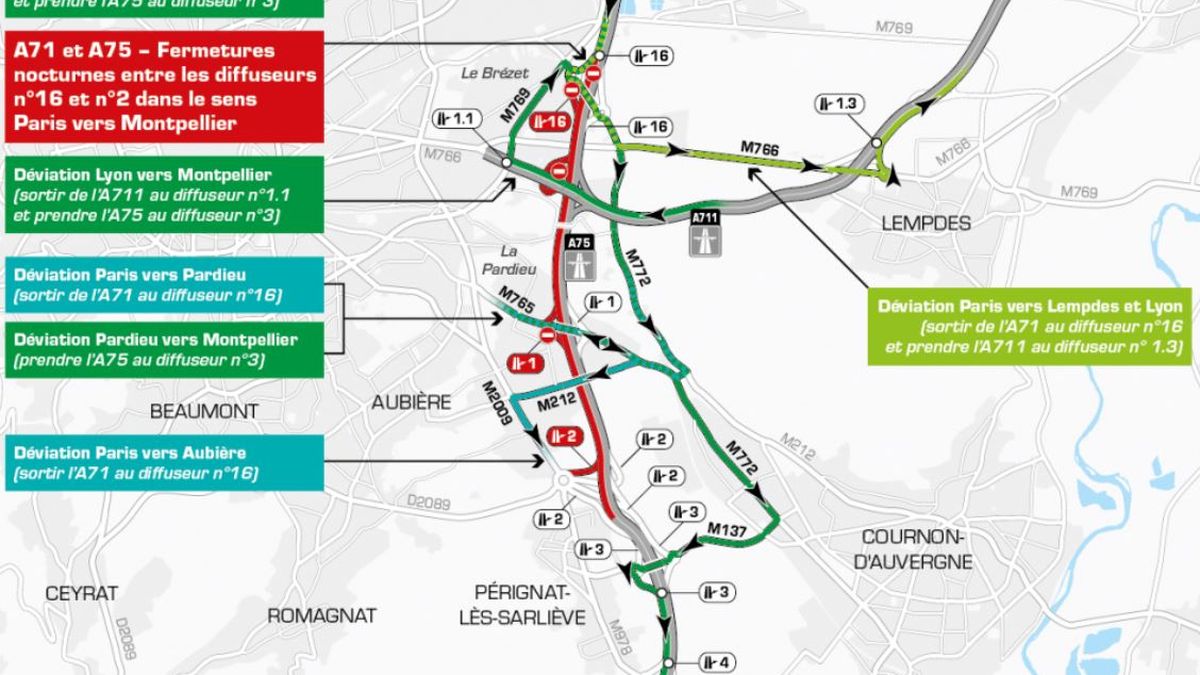 Travaux Sur L Autoroute A75 Au Sud De Clermont Ferrand De Nouvelles Fermetures Prevues Jusqu Au 1er Avril