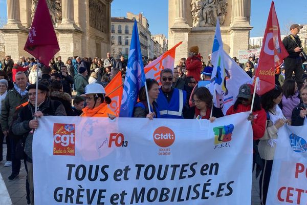 L'Intersyndicale à Marseille, le 11 février 2023.