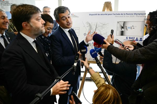 Gérald Darmanin et Benoit Payan à Marseille le 26 avril 2024