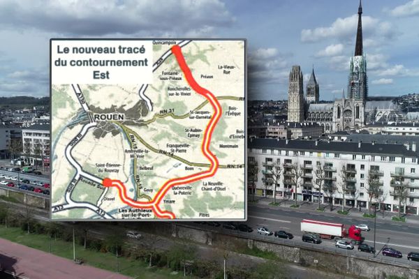 Le tracé du projet de contournement de Rouen par une autoroute à péage 