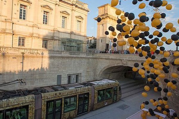 Montpellier - le bouclage de la ligne 4 de tram fête ses un an - 2 juillet 2017.