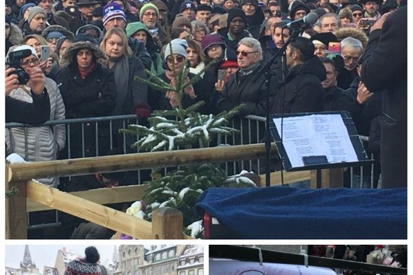 Recueillement place Kléber pour la cérémonie hommage aux victimes de l'attentat de Strasbourg