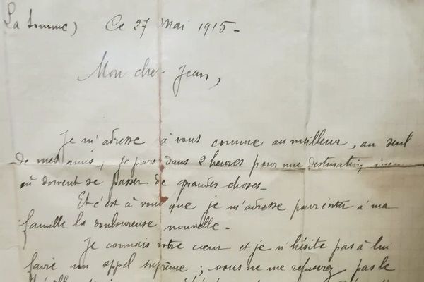 Cette lettre écrite en mai 1915 s'adresse au meilleur ami du poilu et lui demande un service terrible.