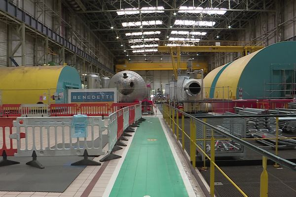 Intérieur de la centrale nucléaire de Fessenheim, en cours de démantèlement.