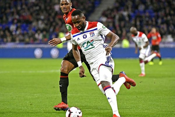 A Décines au Groupama Stadium 1/2 finale de la Coupe de France - Rencontre OL-RENNES (ici MOUSSA DEMBELE)