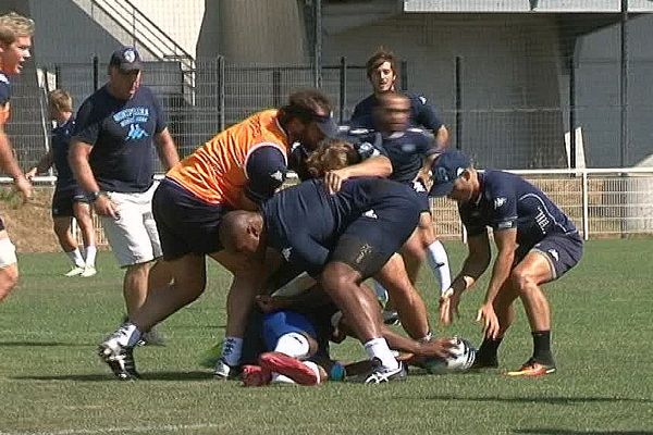 Entraînement dynamique, ce jeudi à Montpellier pour les joueurs du MHR sous l'oeil vigilant de Jack White.