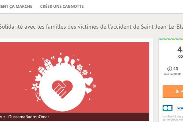 La page consacrée à la collecte en ligne sur le site Leetchi.com