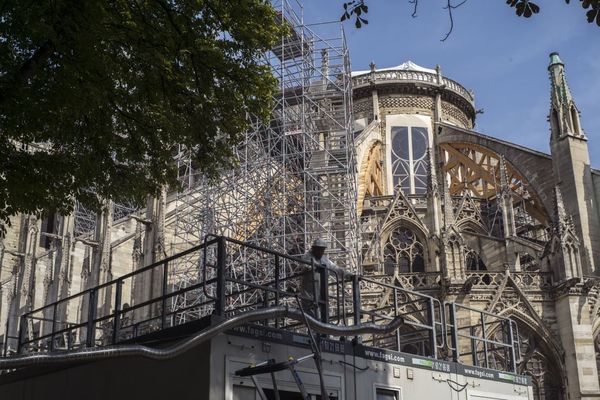 Le chantier de Notre-Dame fin juillet, trois mois après l’incendie.