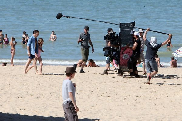 Le tournage de "Happy End" de Michael Haneke en août dernier à Blériot-Plage, près de Calais.