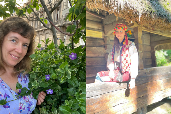 Natalia (à gauche) et Anastasia, en Ukraine avant la guerre au musée des cultures à Lviv. Deux femmes réfugiées en France depuis le début du conflit en Ukraine.