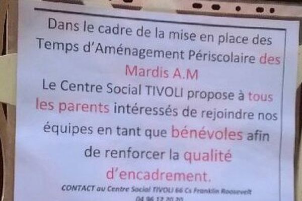 A Marseille, l'IFAC demande aux parents une aide bénévole, pour l'organisation des activités périscolaires du mardi après-midi