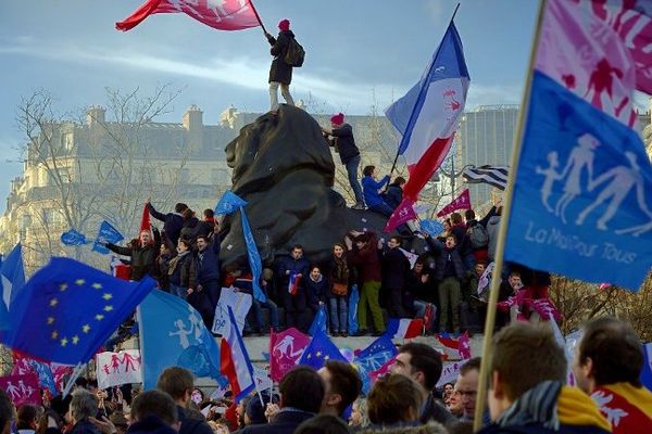 Manifestation pour les valeurs traditionnelles de la famille le 2 février 2014 à Paris