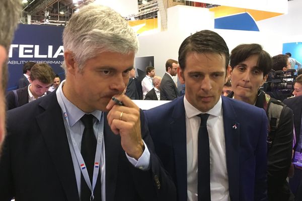 Laurent Wauquiez et Franck Colcombet Président du cluster aéronautique Aura