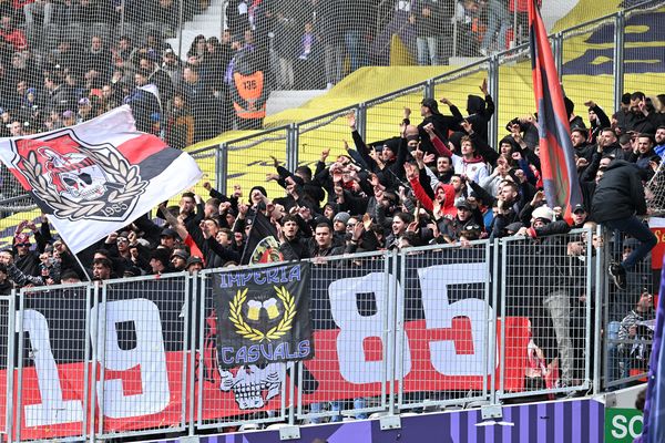 Le parcage des supporteurs de Nice lors d'un déplacement à Toulouse le 3 mars 2024.