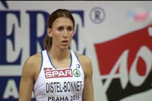 Céline Distel-Bonnet, concentrée avant le départ du 60 m à Prague