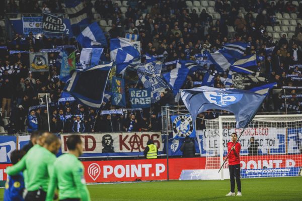 La Tribune Ouest grenobloise, lors du match contre Auxerre à l'occasion de la 21e journée de Ligue 2, le 23 janvier 2024.