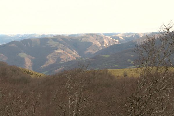 Les sommets d'Iraty, sans neige en plein hiver