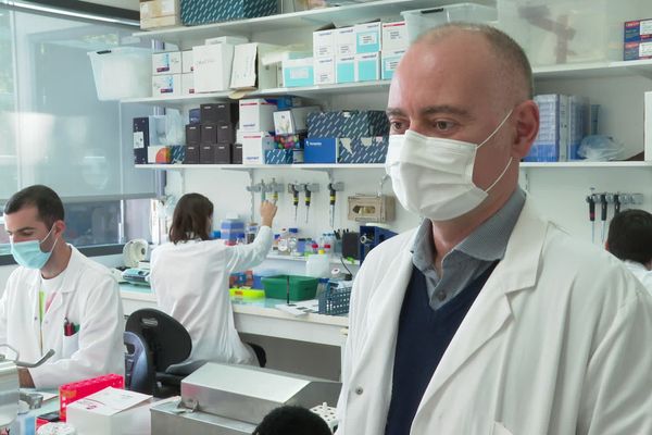 Olivier Neyrolles, avec son équipe, à l’Institut de pharmacologie et de biologie structurale, à Toulouse.