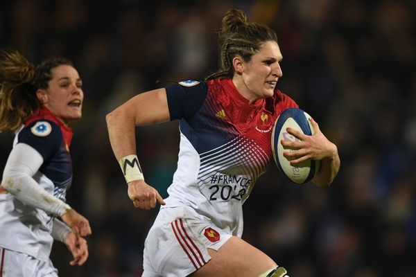 La Rennaise Lénaïg Corson, lors d'un match du Tournoi des Six Nations de rugby féminin face à l"Ecosse - La Rochelle - 11/02/2017 - AFP