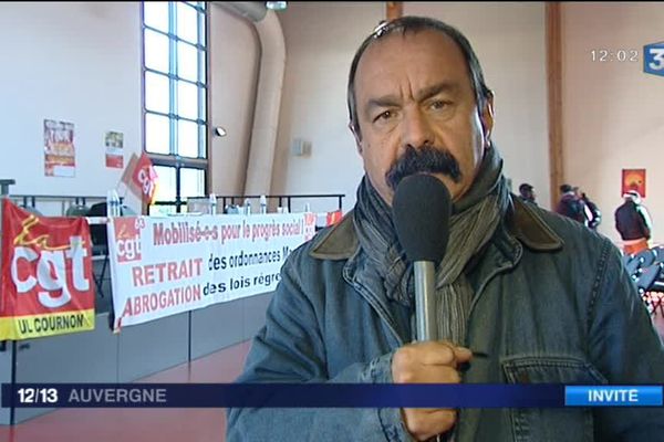 Philippe Martinez, secrétaire général de la CGT invité du journal la mi-journée sur France 3 Auvergne