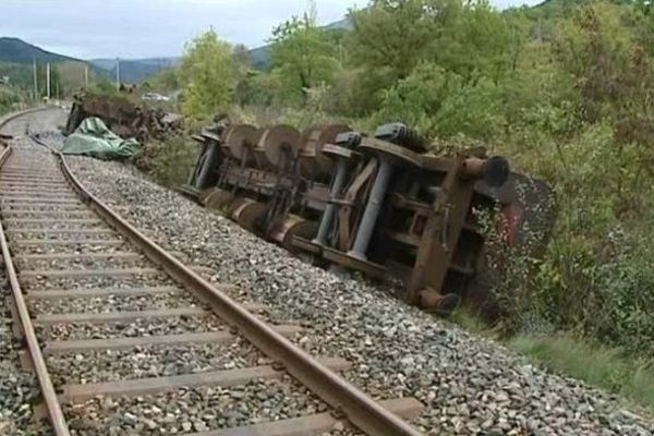 Accident de chantier sur la ligne SNCF Valence - Briançon, à hauteurd'Aubenasson, dans la Drôme.