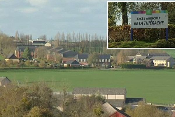 Une série de bâtiments à la campagne : voici le Lycée agricole de la Thiérache.