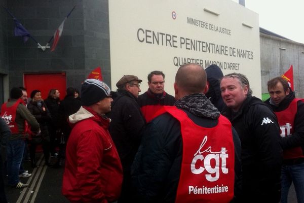 La maison d'arrêt de Nantes le mardi 11 février 2014, lors d'un mouvement de grève des surveillants.