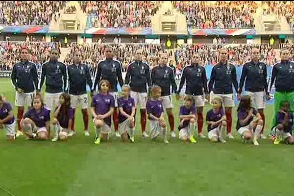 L'équipe de France féminine de football au stade Océane du Havre le 19 septembre 2015.