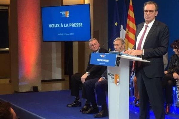 Le président LR de la Région PACA, Renaud Muselier a présenté ses vœux à la presse ce vendredi 11 janviers 2019 à Marseille.