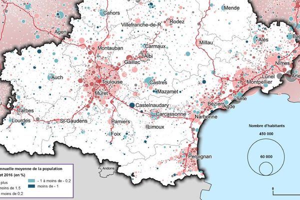 Avec 5 808 435 habitants, la région Occitanie, démographiquement très dynamique grâce à Toulouse et Montpellier, demeure la 5è région française .