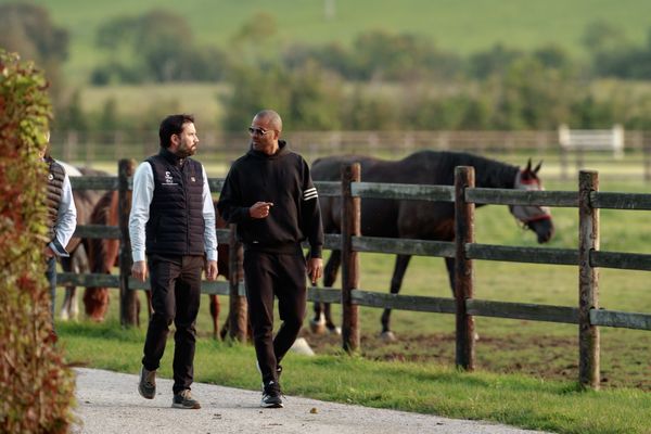 Tony Parker (à droite) au Domaine de Quétiéville, en septembre 2023.