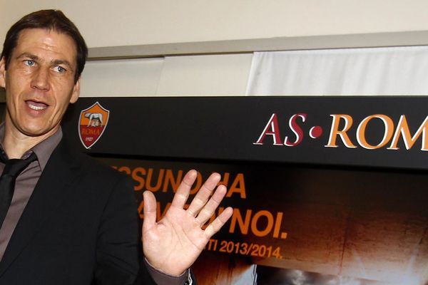 Rudi Garcia, ex-entraîneur du LOSC, lors de la conférence de presse de présentation à l'AS Rome. 