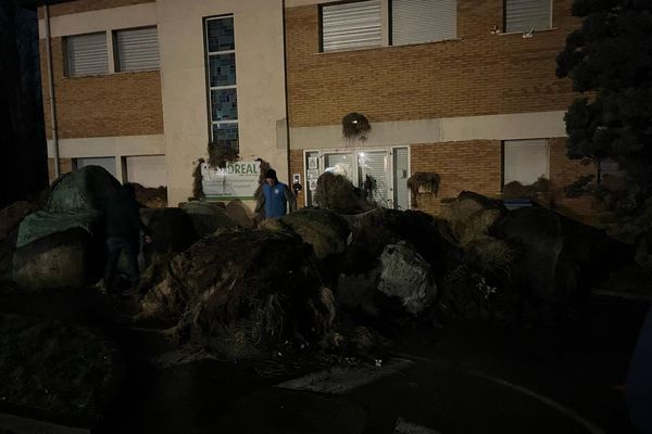 Les ballots de foin et déchets verts déversés sur le site de la DREAL de Gravelines.